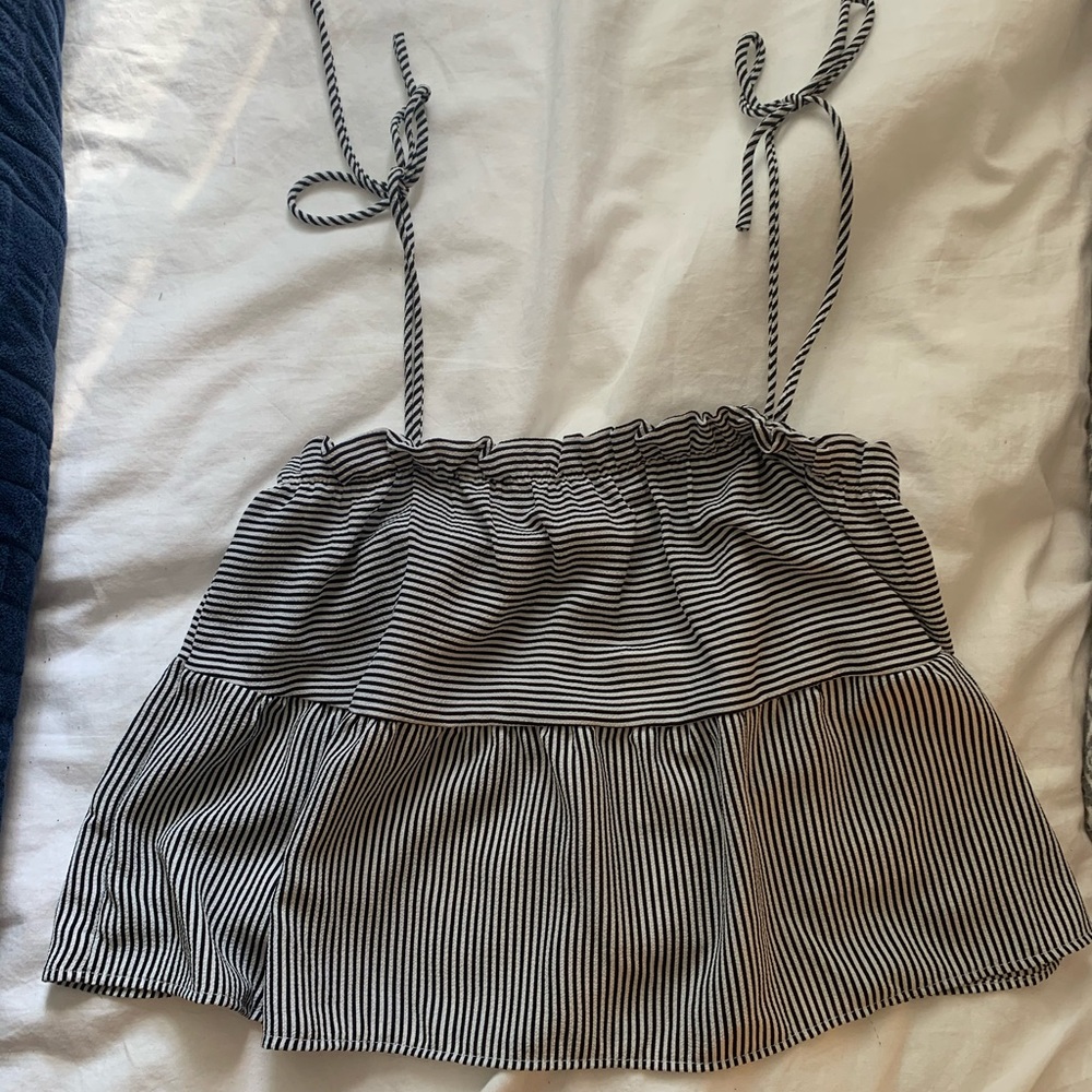 LA Hearts Striped Tie Crop Top